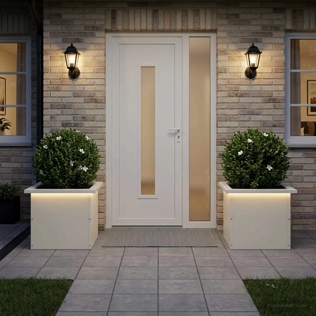 Fioriera da giardino con LED 2 pz Bianco 30 x 40 x 30 cm 8008073