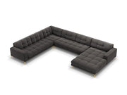 Cosmopolitan Design - Divano panoramico sinistro "Bali" 7 posti in velluto grigio scuro 