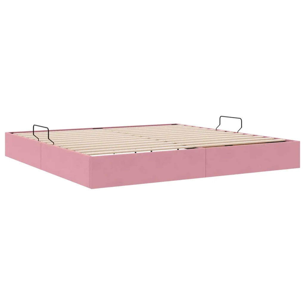 Letto ottomano con archiviazione Rosa 200 x 200 cm Velluto 3442909