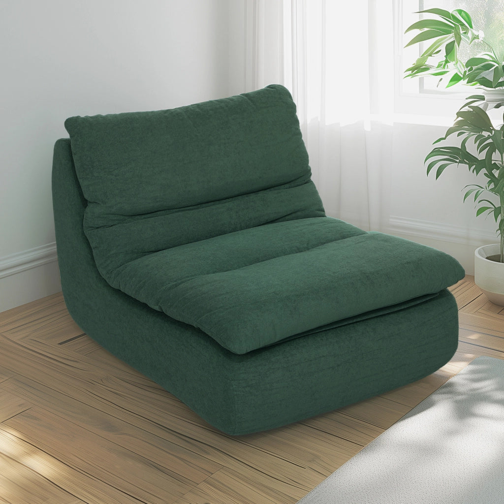 Sedia da Terra Moderna Imbottita in Tessuto Velluto Verde ¨C Zephmum ¨C 82x103x75 cm