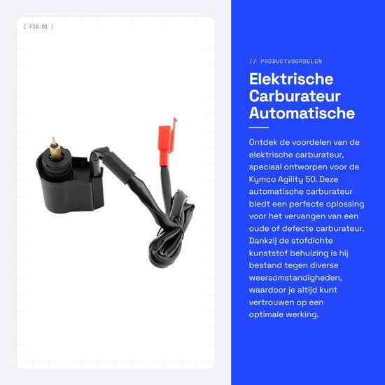 Carburatore elettrico - Carburatore automatico - Facile da installare - Cassetta in plastica - Adatto per Kymco Agility 50 - Dimensioni: ...