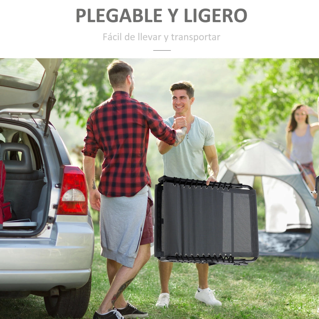 Poltrona Pieghevole per Esterno con Schienale Regolabile e Poggiatesta Imbottito ¨C zephmum ¨C Grigio 189x58x30 cm
