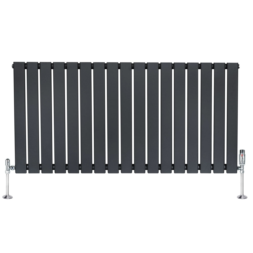 Radiatore Orizzontale 600 x 1190 mm con Valvole TRV Grigio Antracite