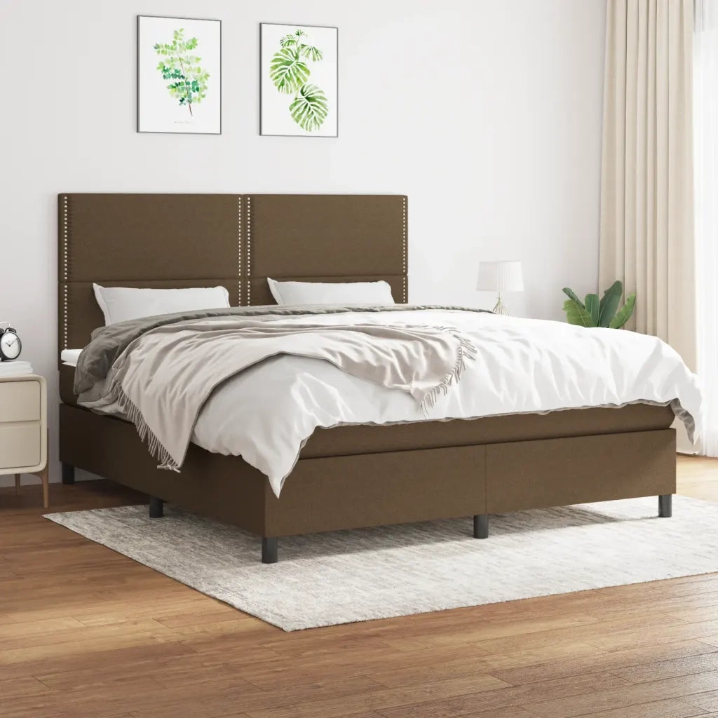 Giroletto a Molle con Materasso Marrone Scuro 180x200cm Tessuto cod mxl 41641