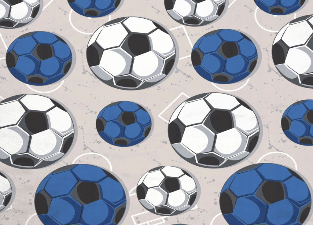 Copripiumino Sacco Piumone Pensieri Delicati Cotone Disegno Calcio - Matrimoniale - Blu