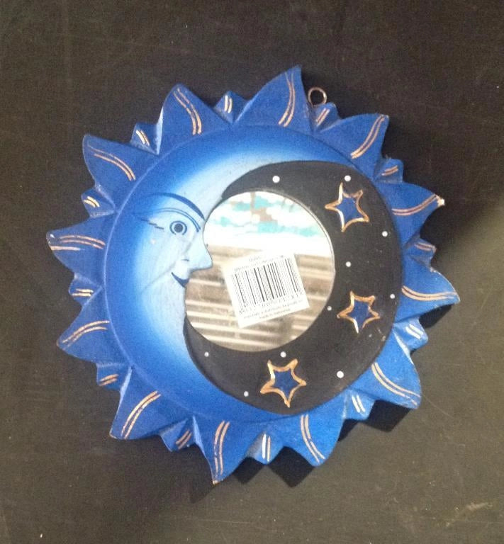 Specchio da Parete in Legno Sole Luna 20 cm