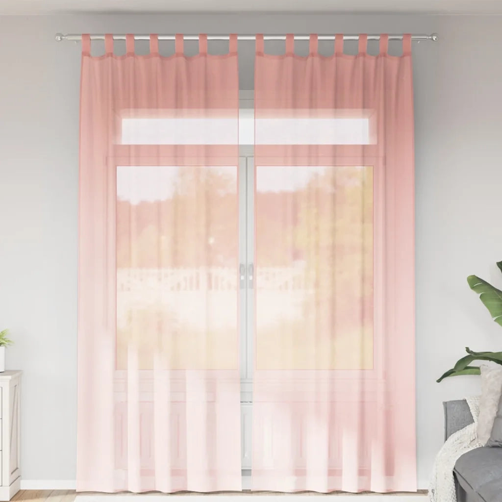 Tende in Voile con Tasche per Aste 2 pz Rosa 4102200