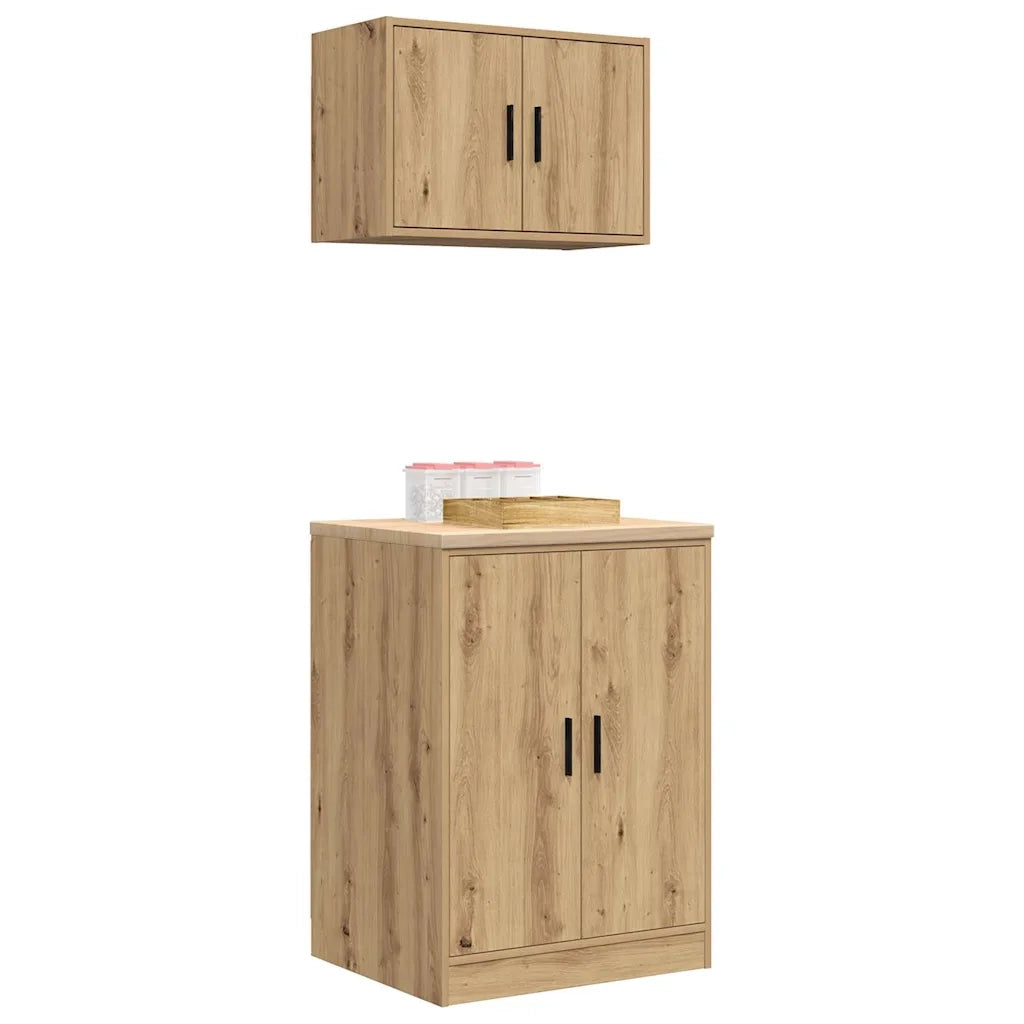 Armadi da Garage 2 pz Rovere Artigianale in Legno Multistrato 3328313