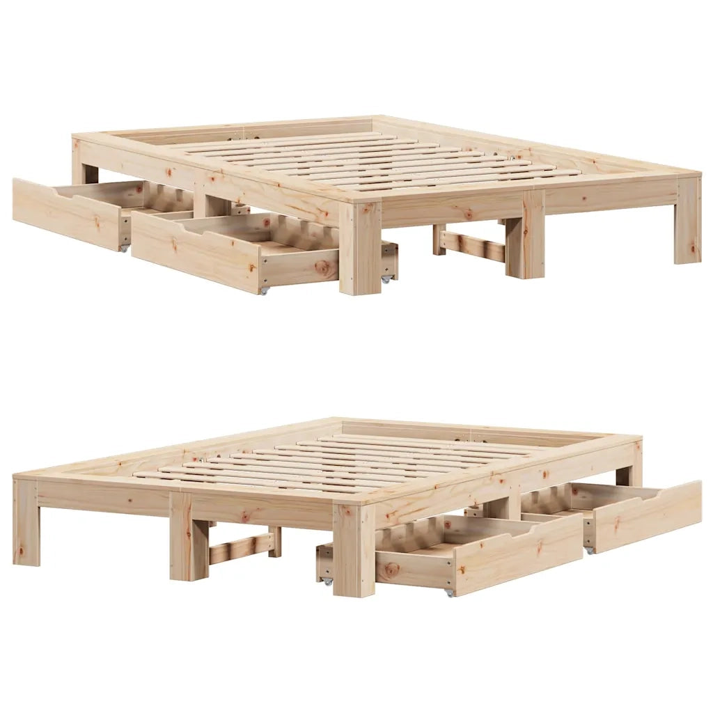 Giroletto senza Materasso-Struttura Letto 120x200 cm in Legno Massello di Pino 907270