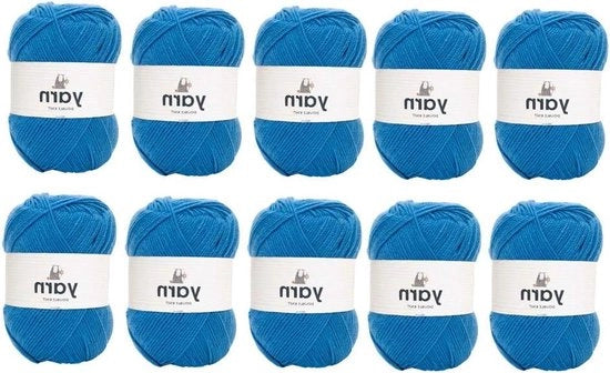 Gomitolo di lana acrilica blu - 10 x 100 g - leggero ipoallergenico e duraturo - panno da cucire e da ricamo a doppia trama (2900 m totali)