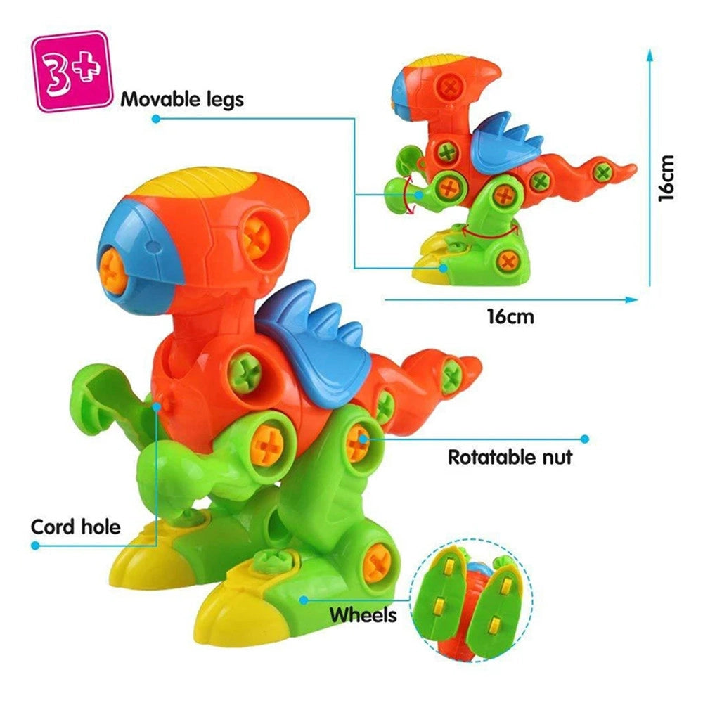 Trade Shop - Dinosauro Tirannosauro Smonta E Rimonta Con N.2 Attrezzi Gioco Educativo Bambini -