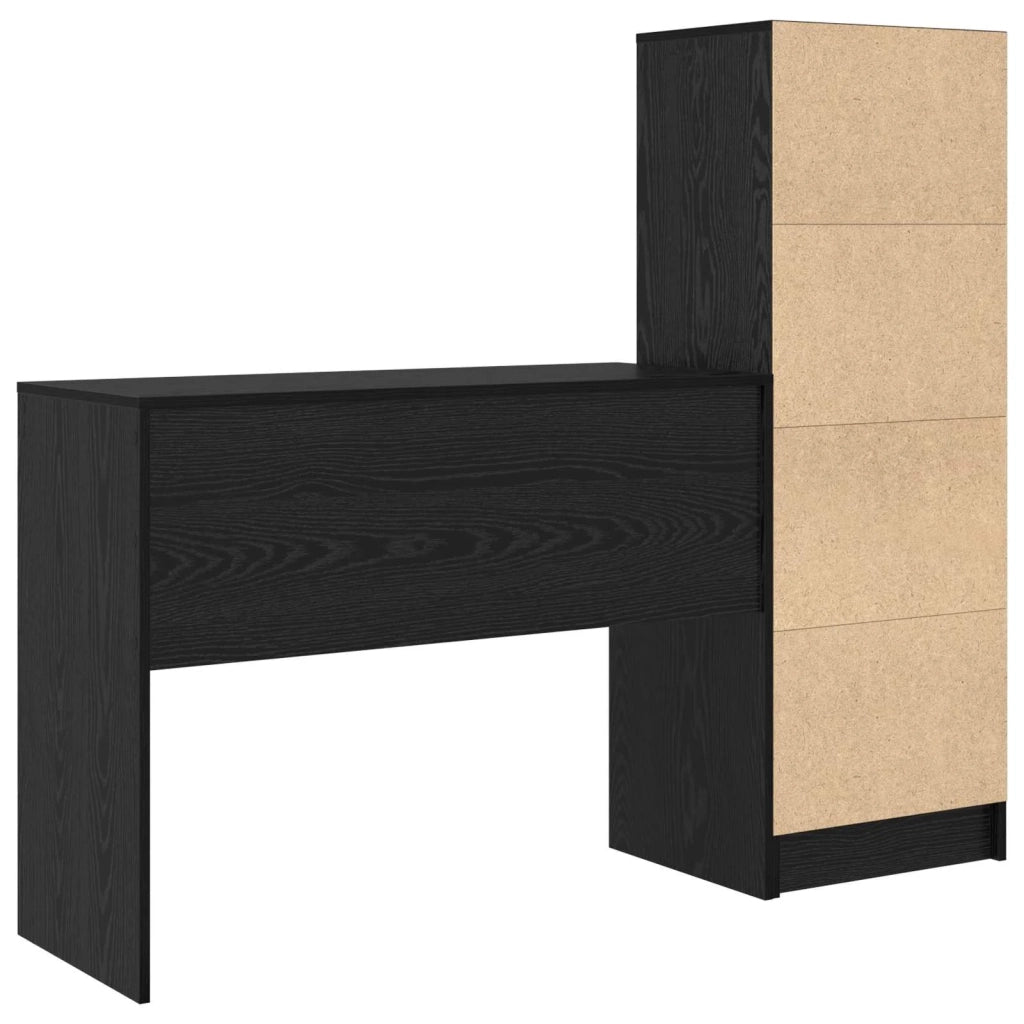 Scrivania con cassetto con lo scaffale 2 pcs Rovere Nero 3337330