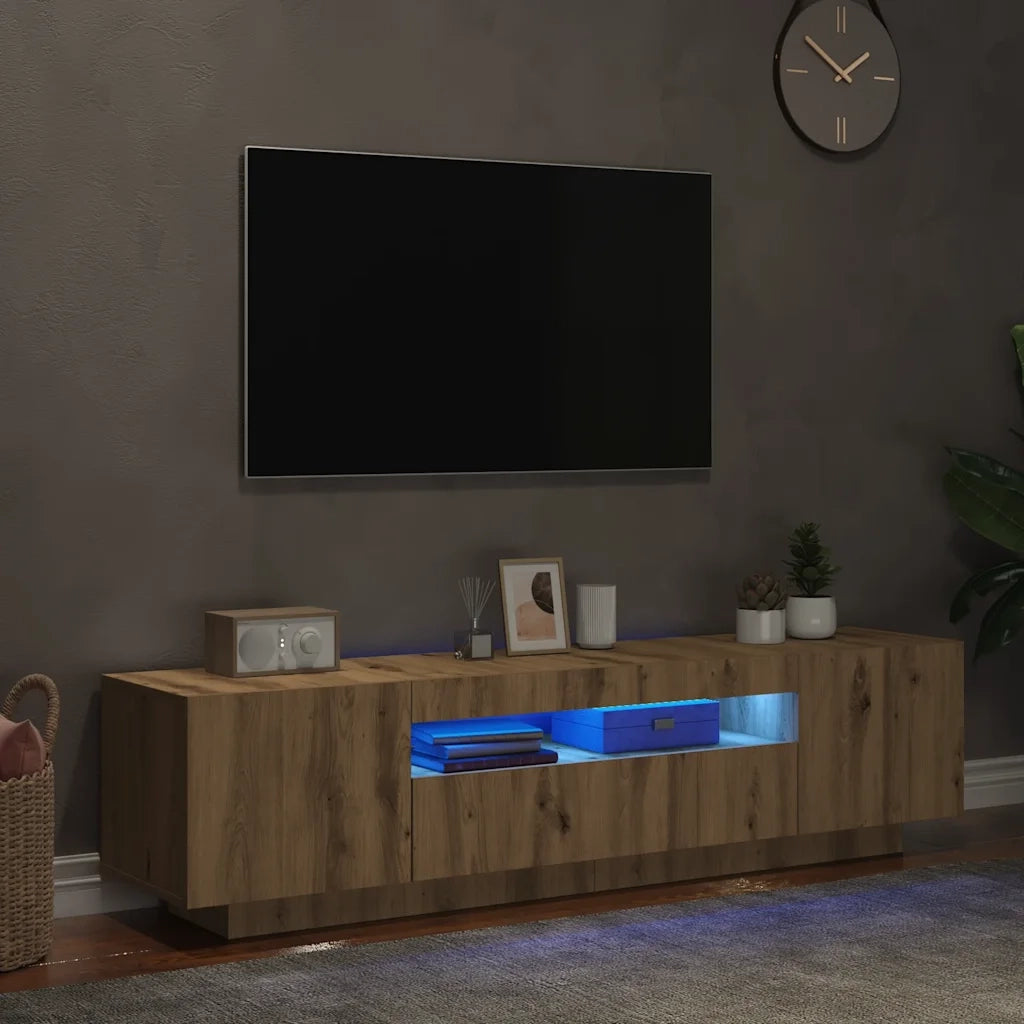 Mobile Porta TV con LED Artigianale 160x35x40 cm Multistrato 856360