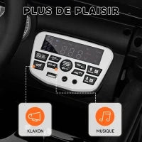 Auto elettrica per bambini UTV con telecomando 2,4G, 2 motori da 12V, musica, clacson, luci LED, 100x63x65cm, nero