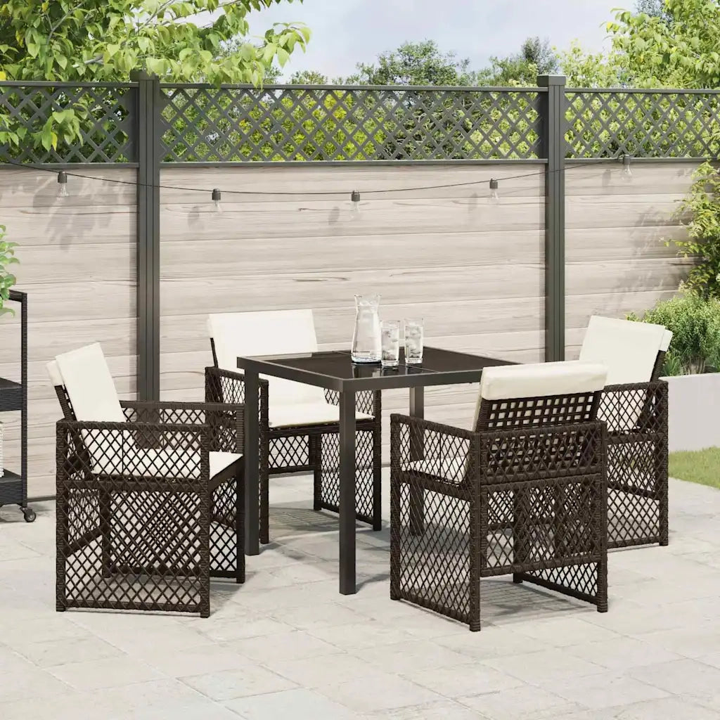 Set da Pranzo per Giardino 5 pcs Marrone polyrattan