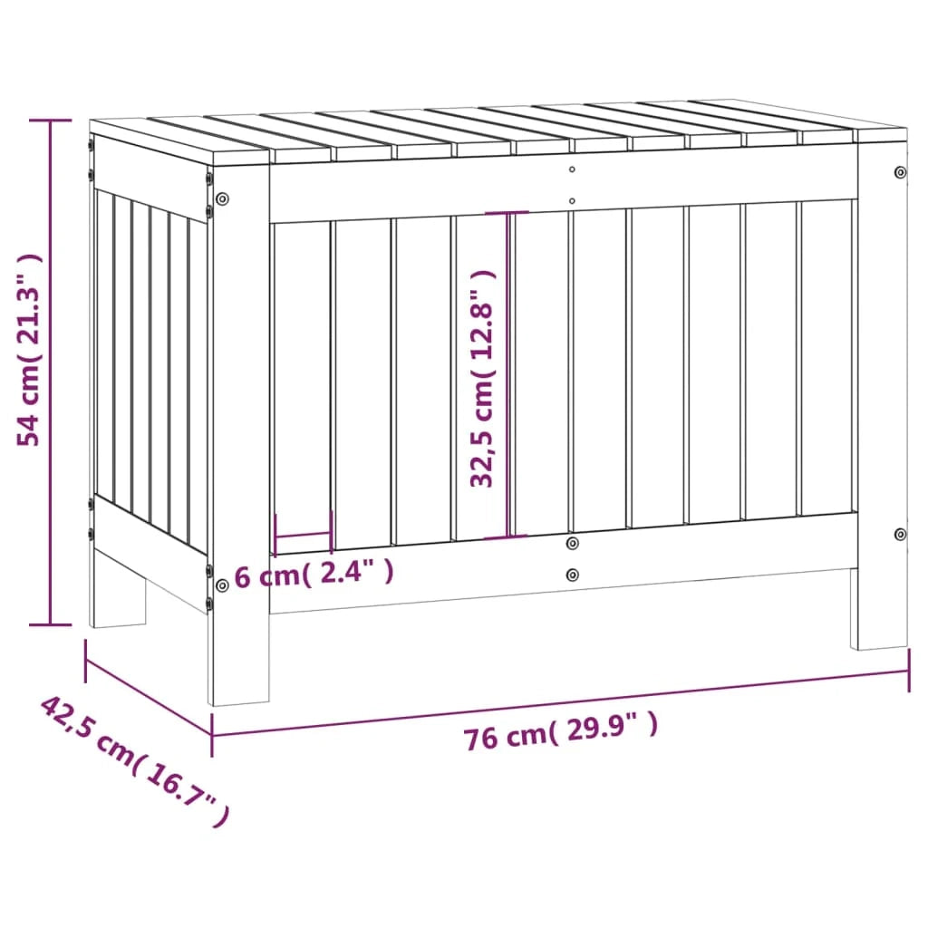 Cassapanca da giardino/box 76 x 42,5 x 54 cm legno massello di pino nero 02_0013115