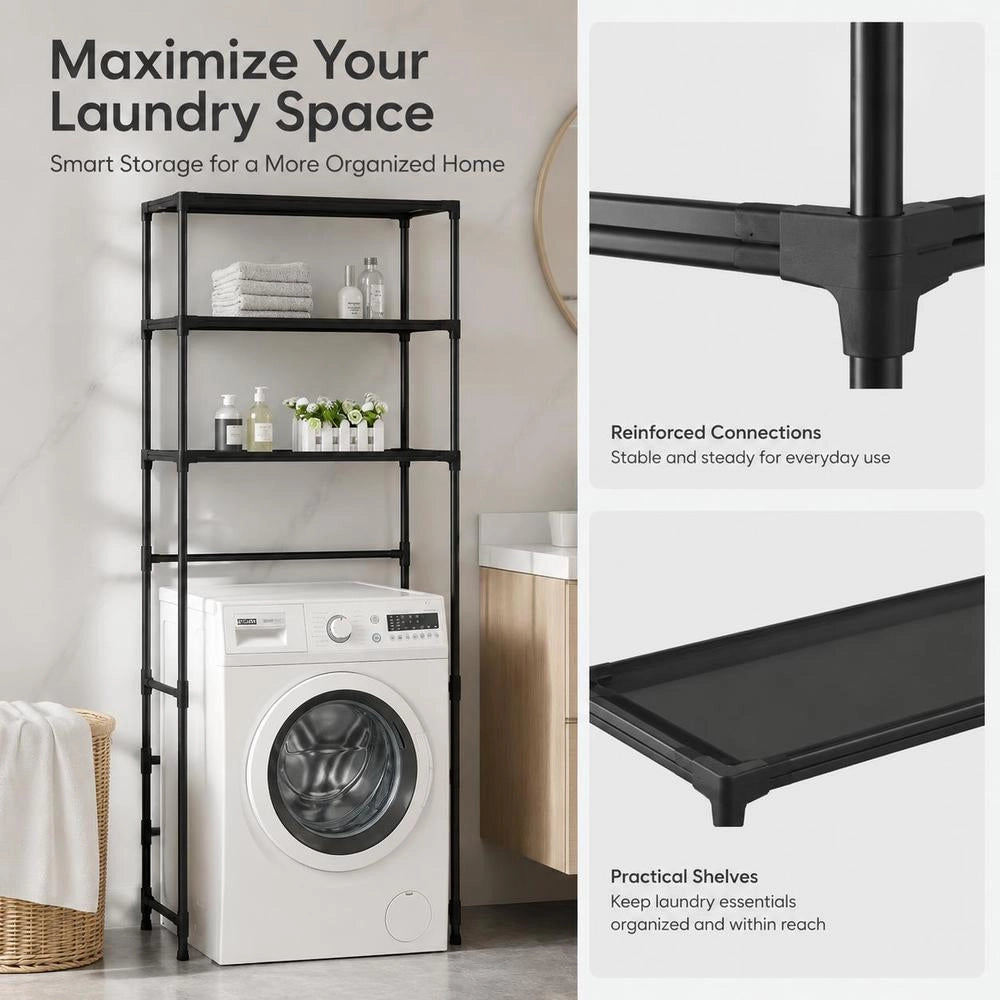 Washing Machine Shelf 3 Shelves Black 69x28x169 Cm