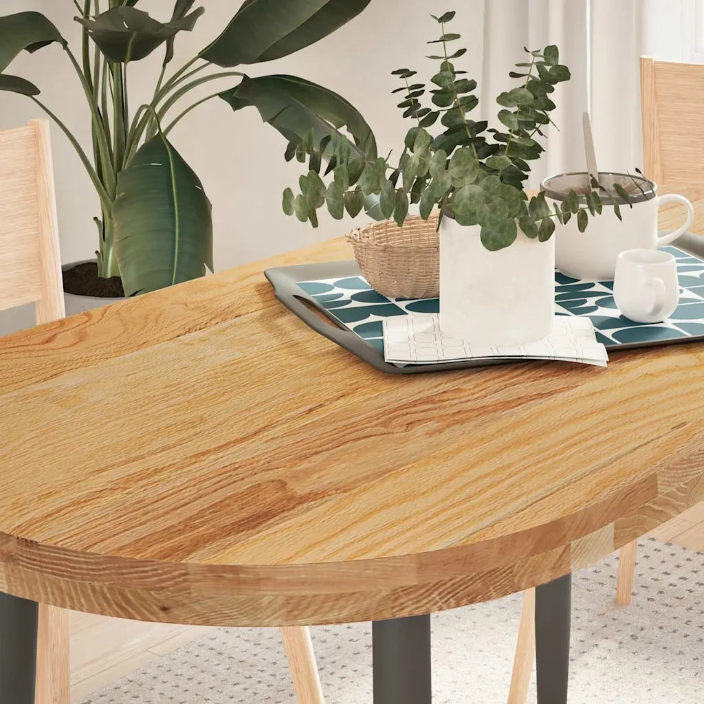 Piano Tavolo Marrone Chiaro 120x60x4cm in Rovere Massello Ovale