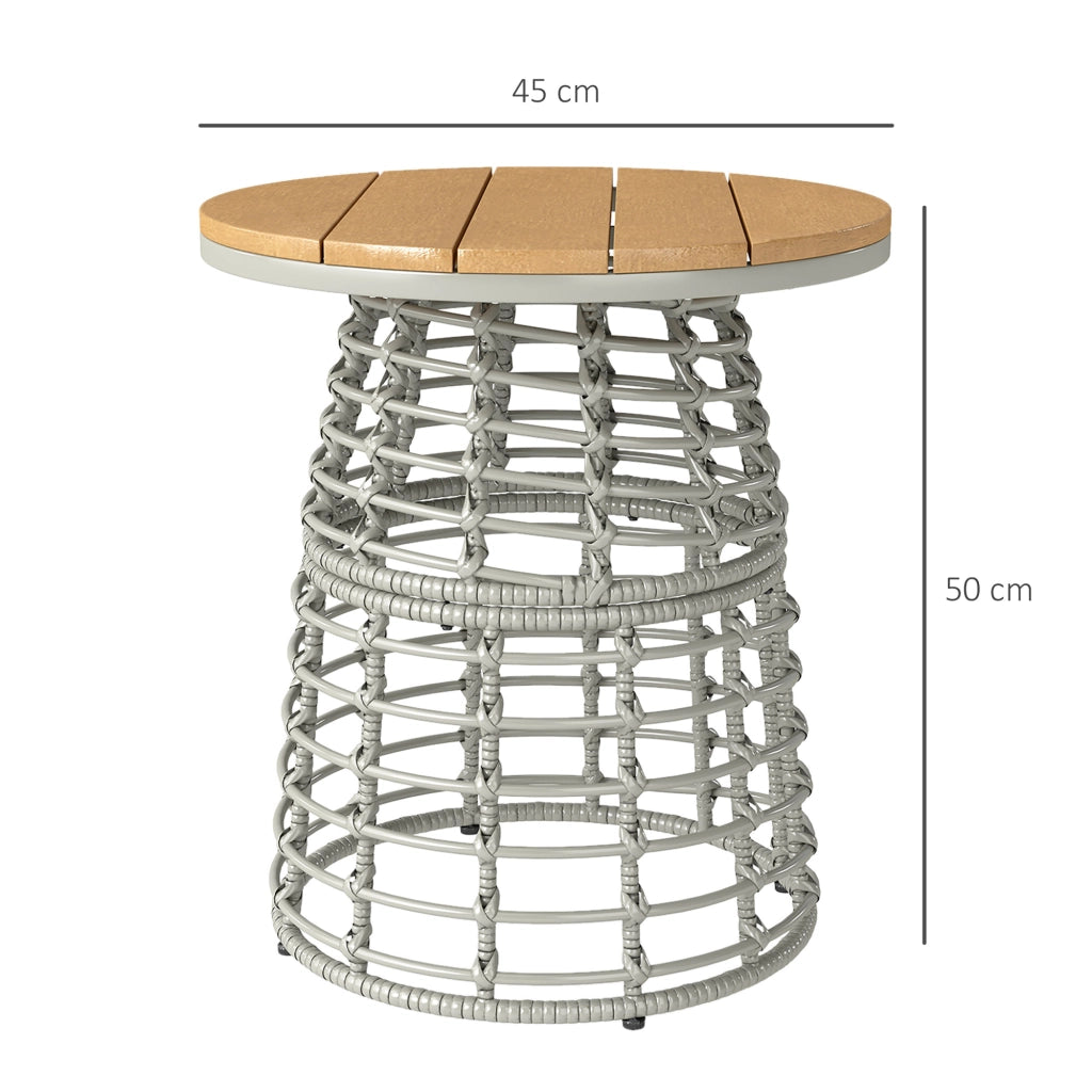 Tavolino da esterno rotondo ¨C zephmum ¨C resina effetto rattan, acciaio, piano composito, grigio, ?45x50 cm