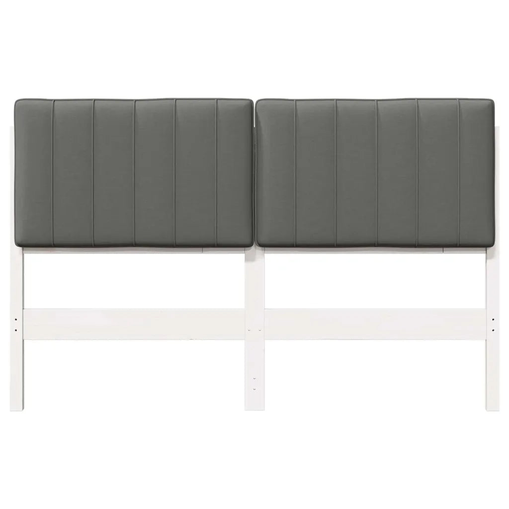 Testiera imbottita Bianco e grigio chiaro 140 cm Pino massello