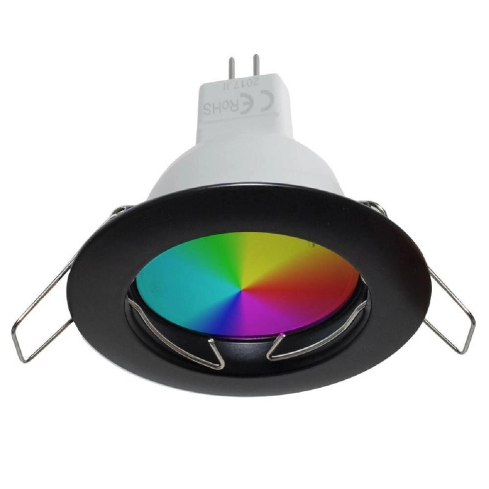 Trade Shop - Faretto Led Rgb+6000k 6 W 12v Incasso 6cm Tondo Rgbw Effetti Luce Colorata Barca - Nero