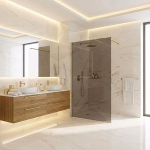 Parete Doccia Rea Flexi Brown / Brush Gold 80