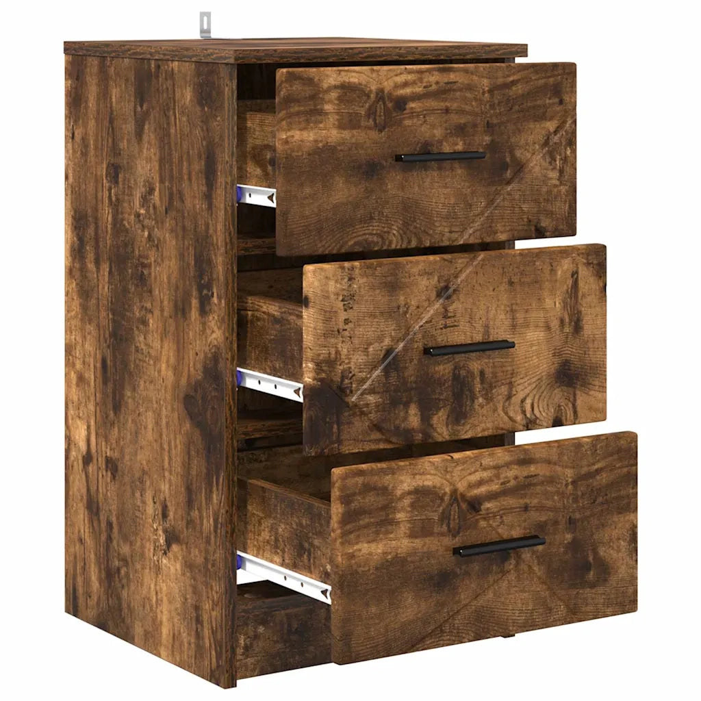 Comodino | Armadio da Notte | Mobiletto da notte Rovere fumo 38 x 38 x 66 cm Legno multistrato