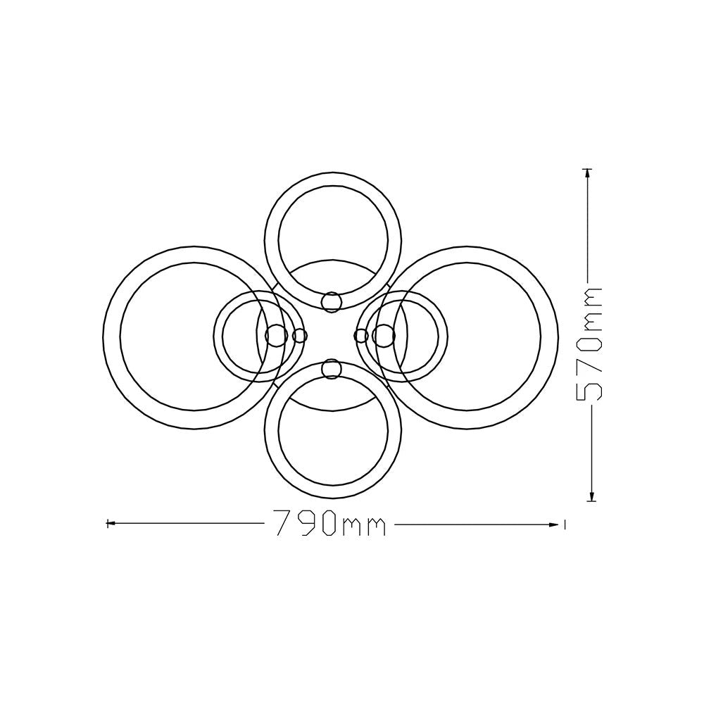 Plafoniera LED Soffitto 6 Anelli 51W 2550LM CCT Switch 3000K 4000K 6500K Fascio 300° Acrilico Bianco IP20