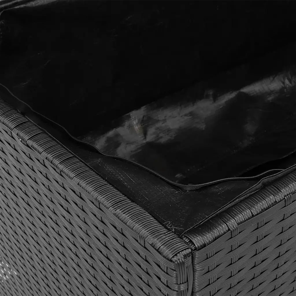 Contenitore Giardino Nero 110x50x54cm Polyrattan e Legno Acacia CFW8343140