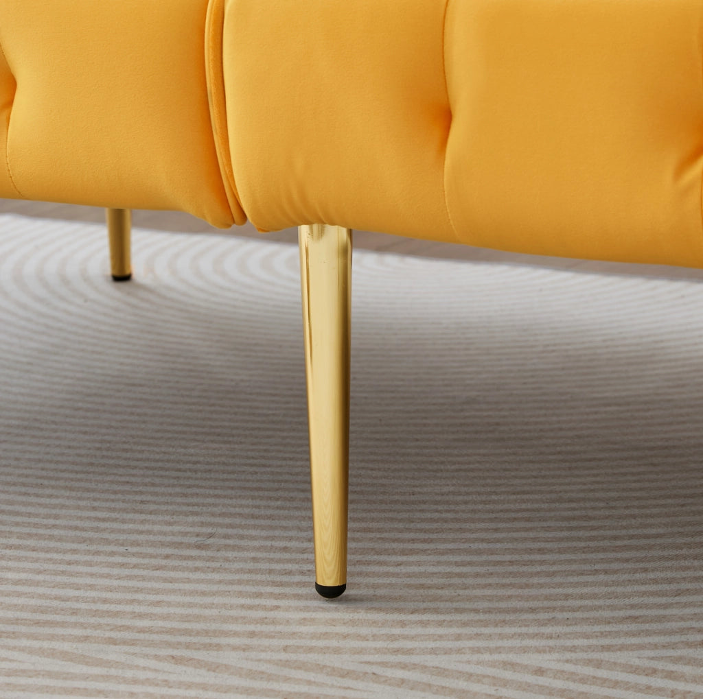 Divano letto 2 posti 215x81,5 cm con schienale regolabile in velluto giallo