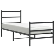 Letto singolo | Letto per adulti | Giroletto con Testiera e Pediera Metallo Nero 80x200 cm