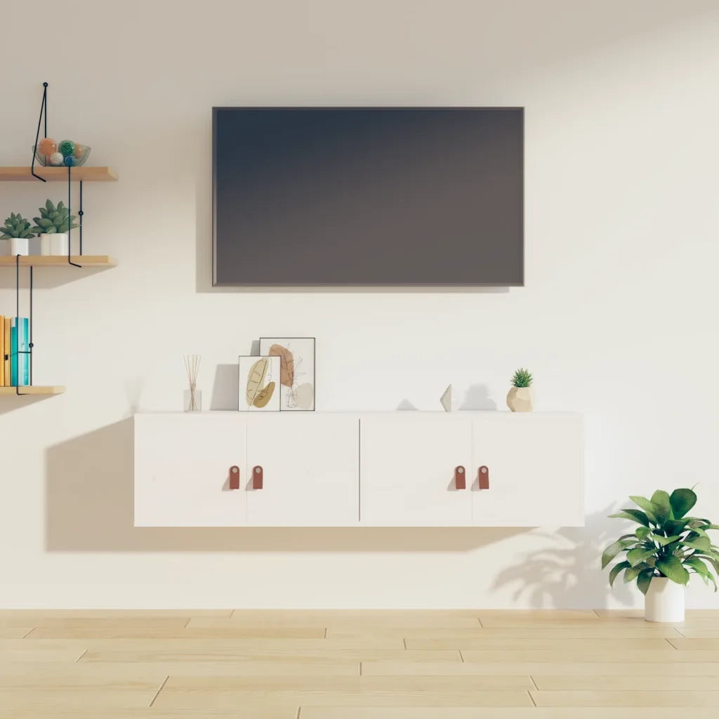 Pensili 2 pz Bianchi 60x30x30 cm in Legno Massello di Pino cod mxl 33254