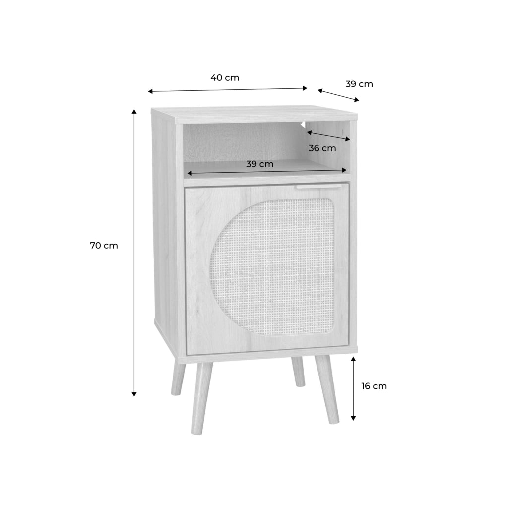 Set 2 comodini, decoro in legno, canalina arrotondata, marrone