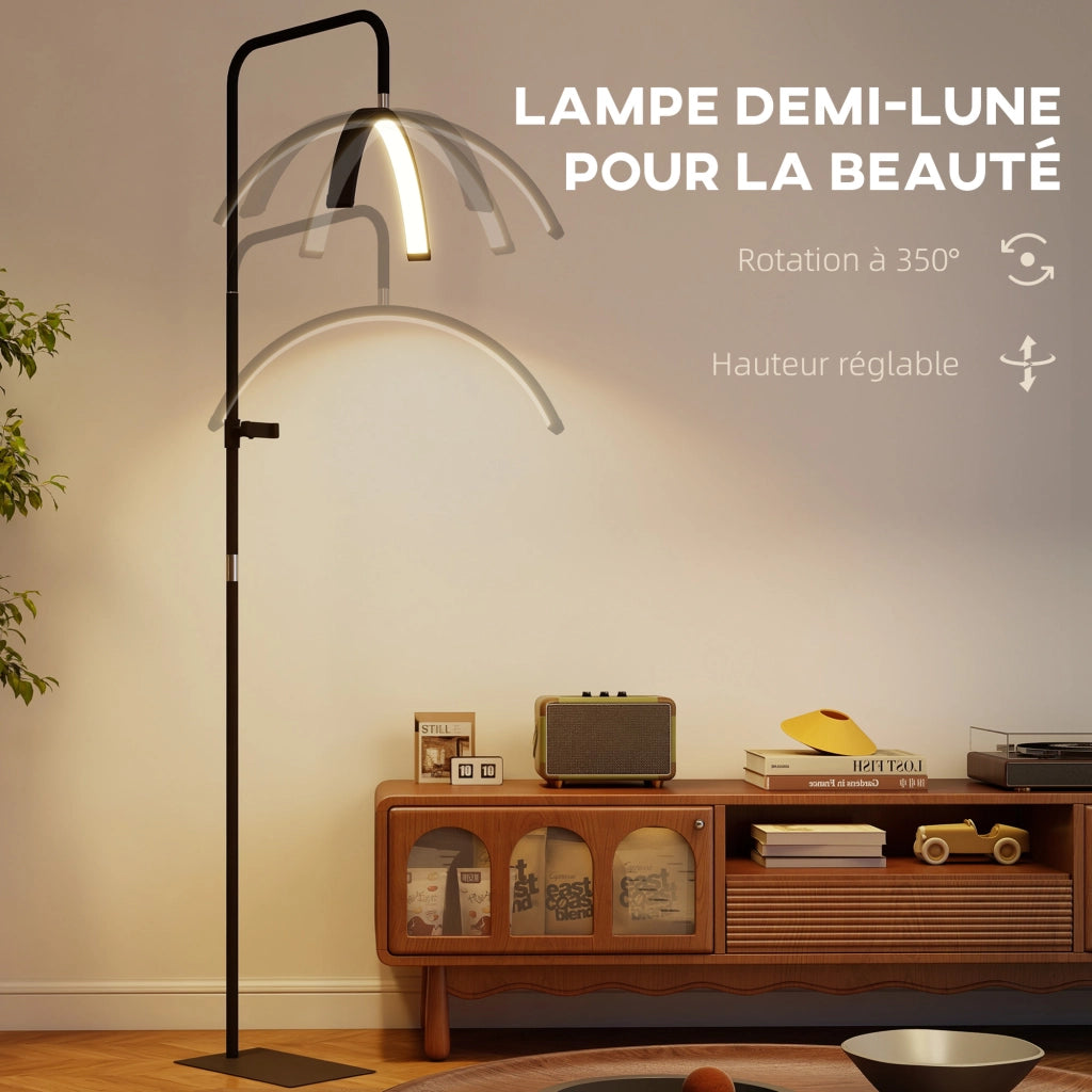 Lampada a terra LED rotativa ¨C zephmum ¨C nera, 350¡ã, dimmerabile, 7 temperature colore, 36 W