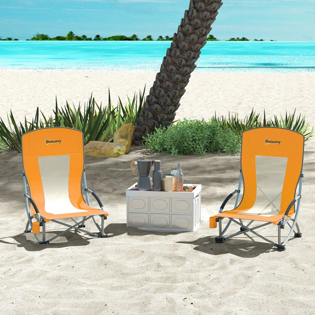 Sedia da spiaggia pieghevole ¨C zephmum ¨C 2 pezzi, arancione, 70x58x79 cm