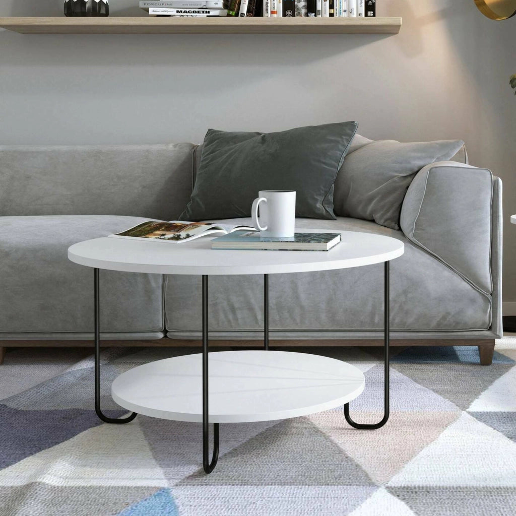 Plodio, Tavolino da Salotto un Vano, 80x80x45h cm Bianco