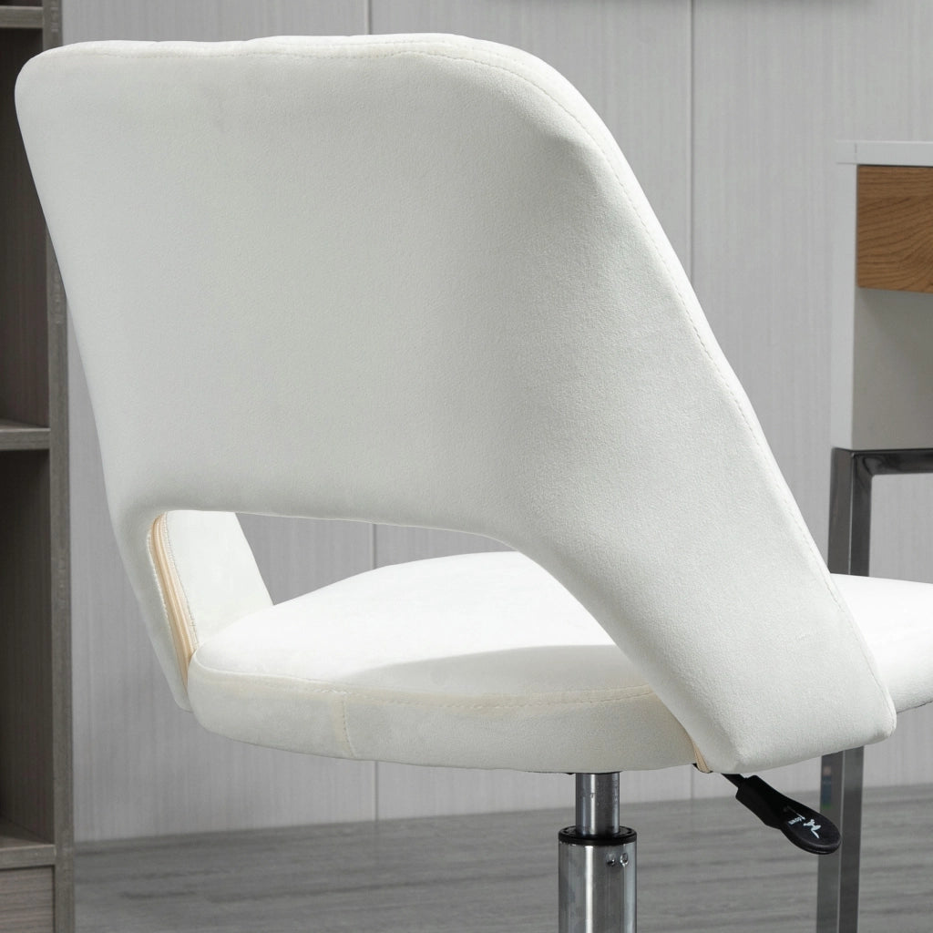 Sedia da ufficio girevole regolabile in altezza ergonomica con seduta imbottita e rotazione 360 gradi in poliestere beige