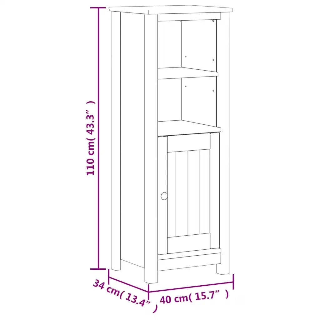 Mobile da Bagno | Armadio da bagno BERG Nero 40x34x110 cm Legno Massello di Pino