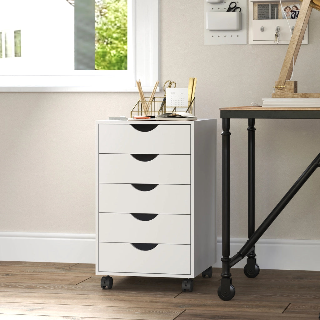 Scrivania con cassetti ¨C Zephmum ¨C Legno, Bianco, 40x40x67 cm