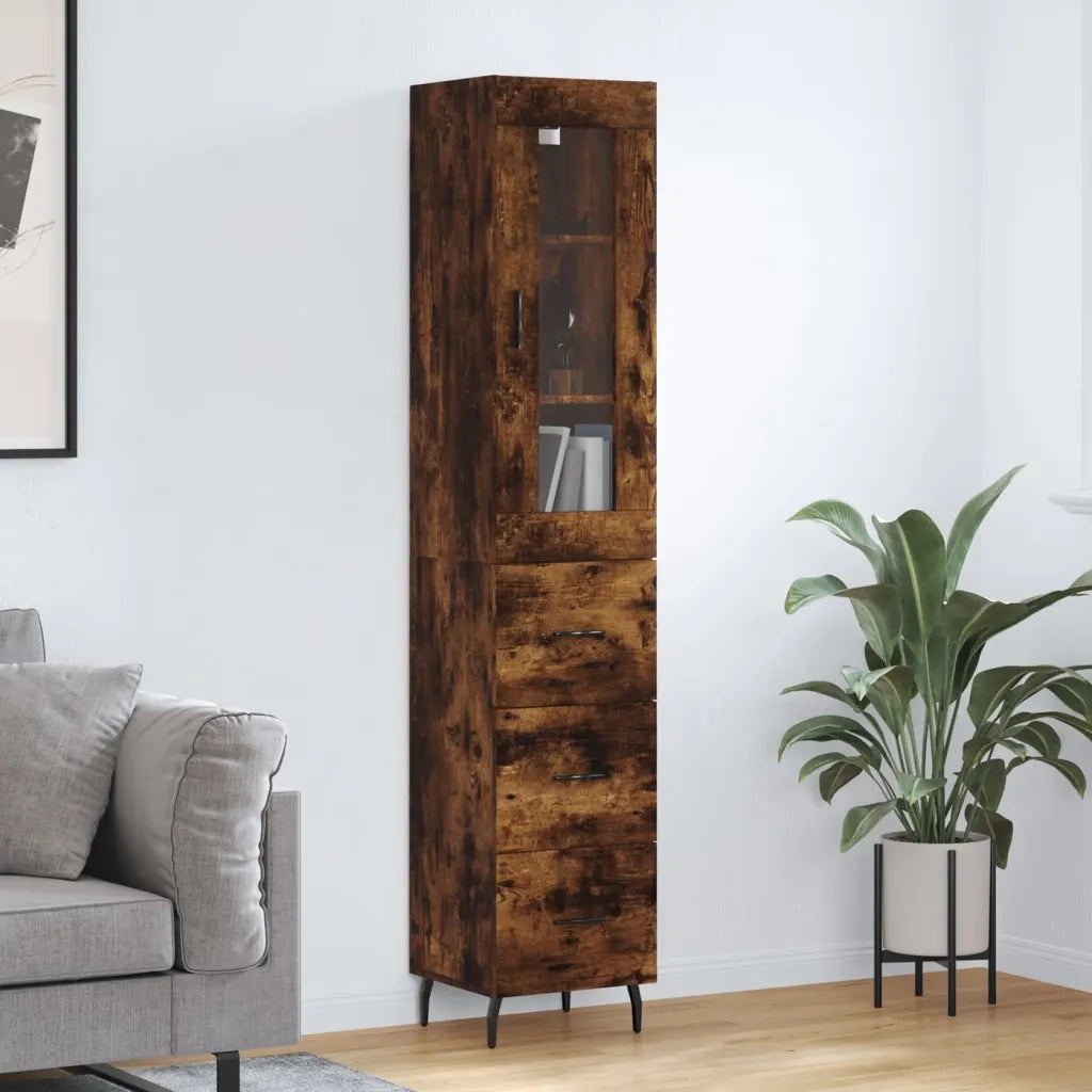 Credenza | Madia | Buffet da pranzo | Armadio da pranzo Rovere Fumo 34,5x34x180 cm in Legno Multistrato