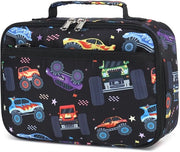 Borsa termica per bambini 5L con chiusura a rittenspilla isolata per scuola, lavoro o escursioni (auto da corsa nero)