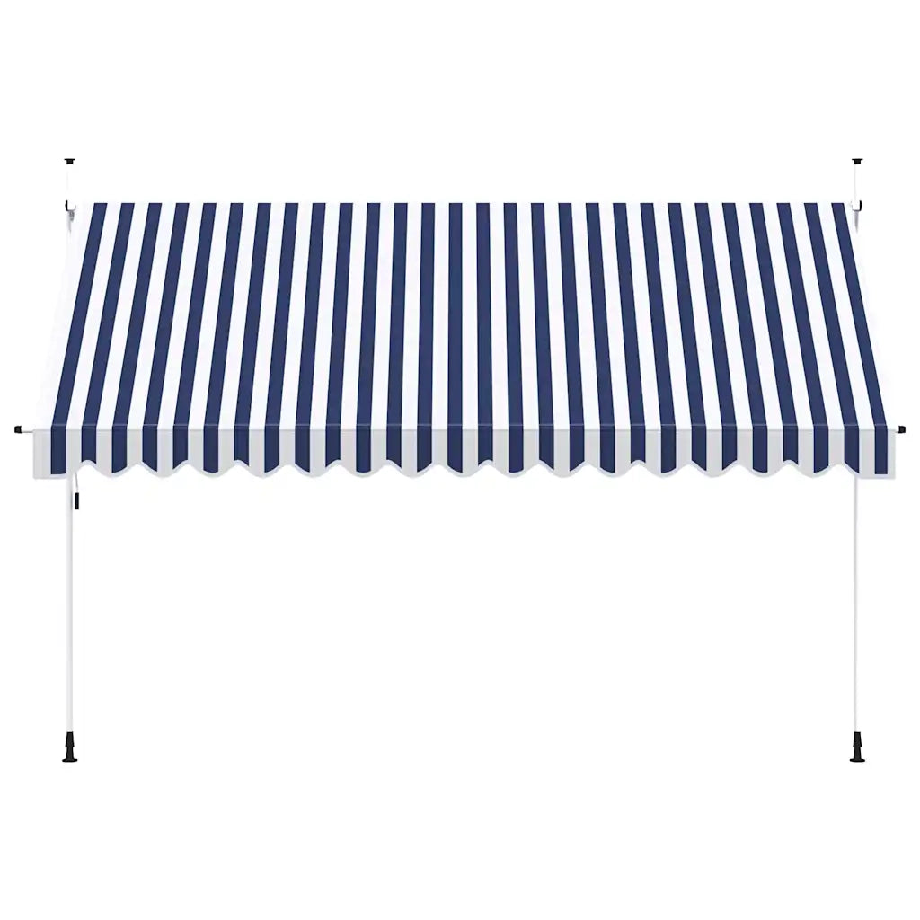 Tenda da Sole Retrattile Manuale 400 cm a Strisce Blu e Bianche