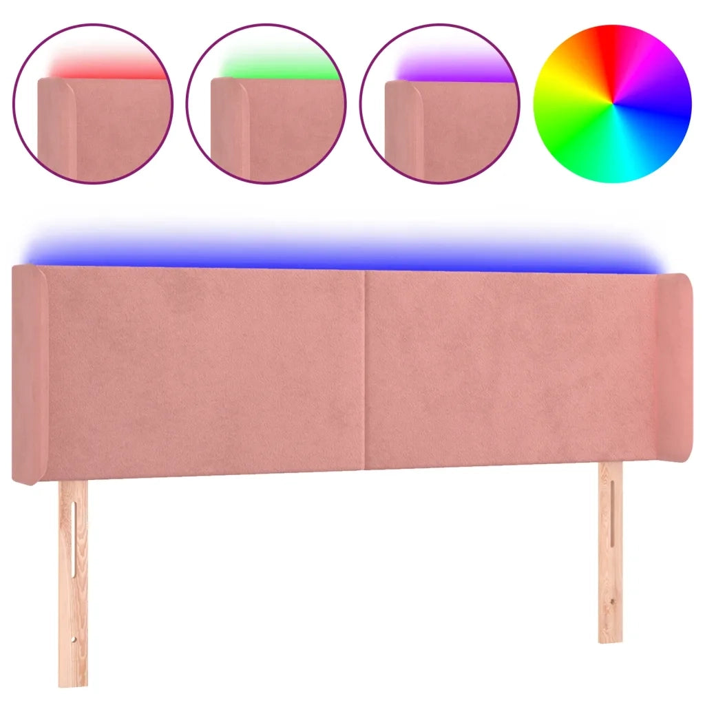 Testiera | Testata a LED Rosa 147x16x78/88 cm in Velluto
