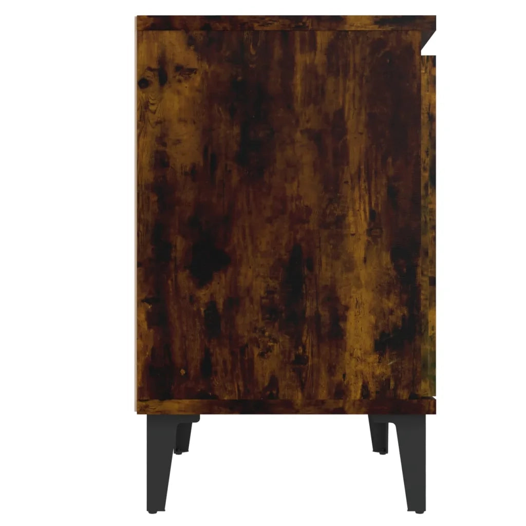 Comodini con Gambe in Metallo Rovere Fumo 40x30x50 cm 813117
