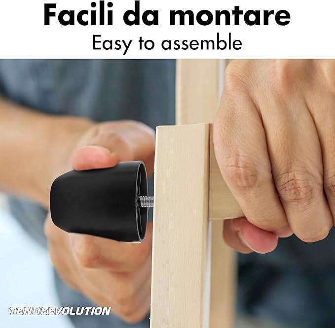Piedini in Plastica PVC per Mobili | Altezza 2,5cm | Vite M10 | Design Minimal ed Elegante
