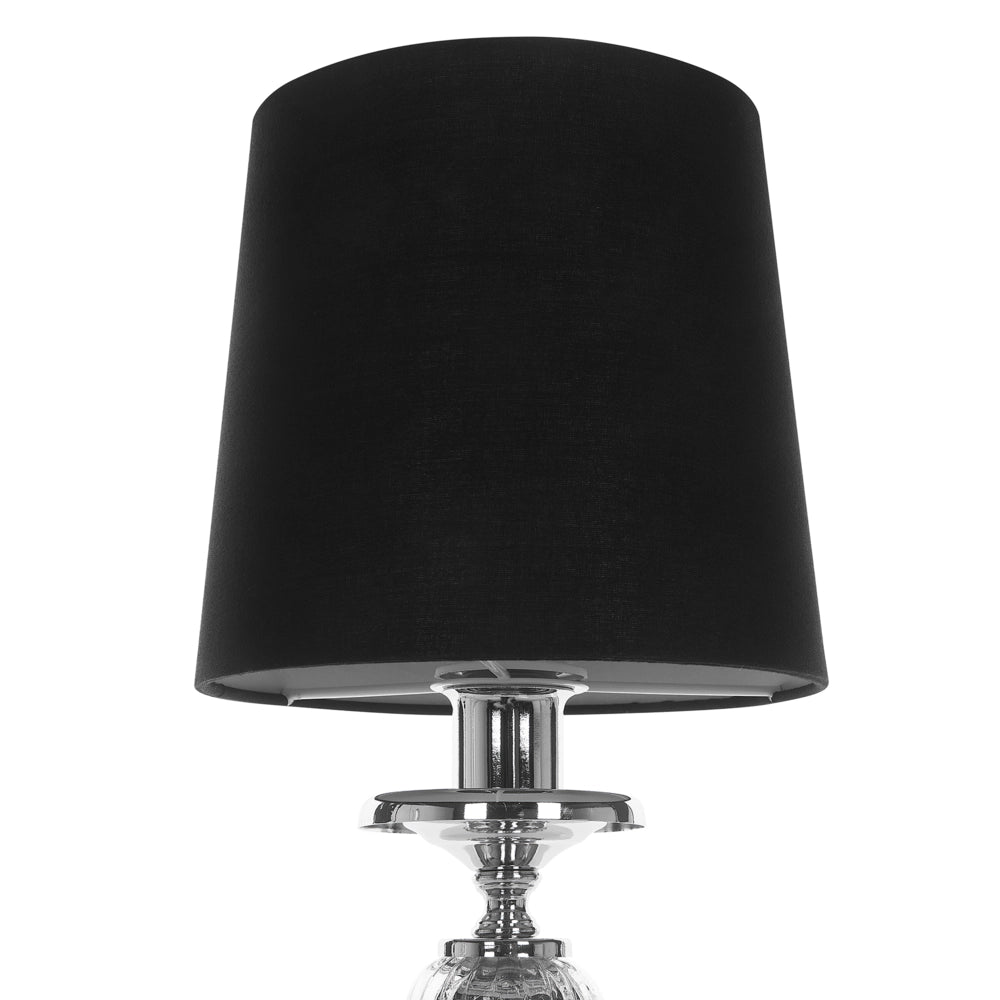 Lampada da tavolo Base in metallo argento Paralume impero Nero Paralume in vetro