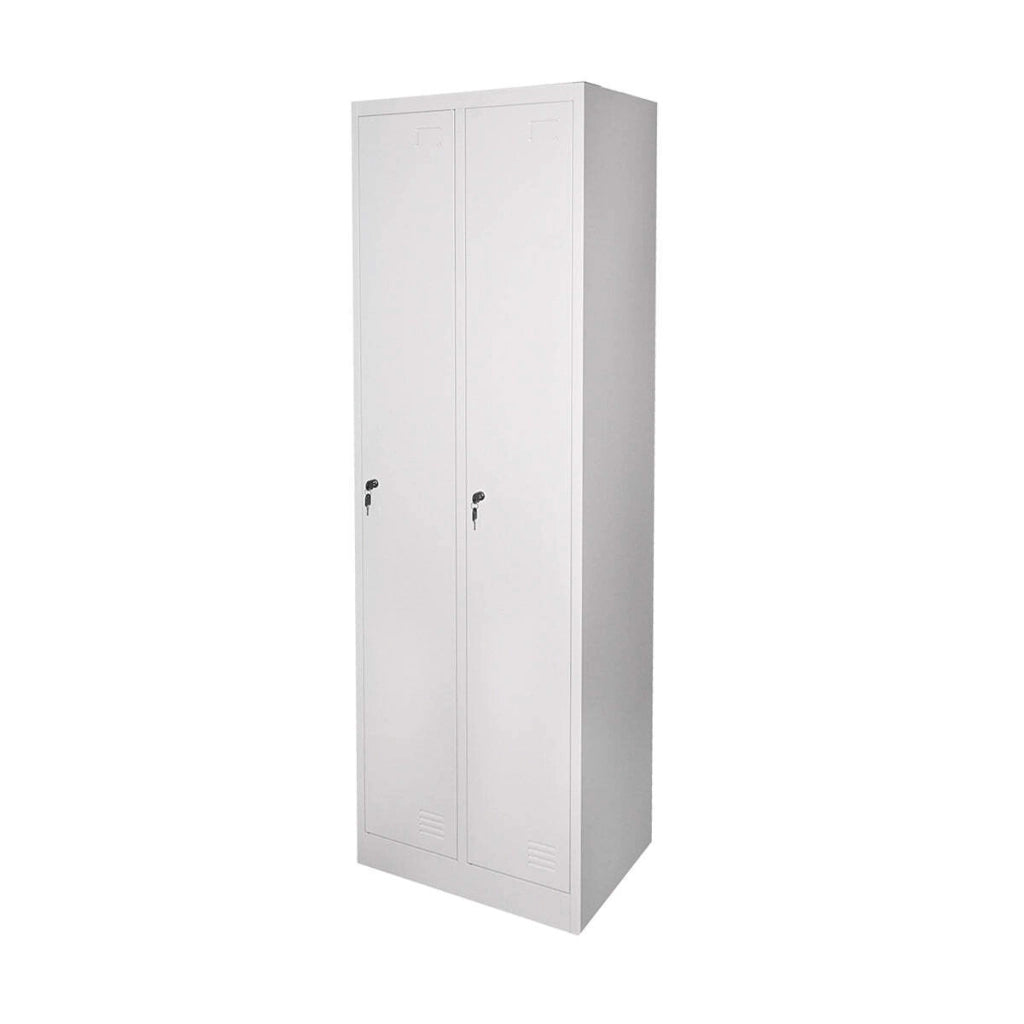 Armadio metallico doppio tipo spogliatoio 1800x600x450mm con 2 ante sicure, ripiano e barra, grigio Breckner Germany