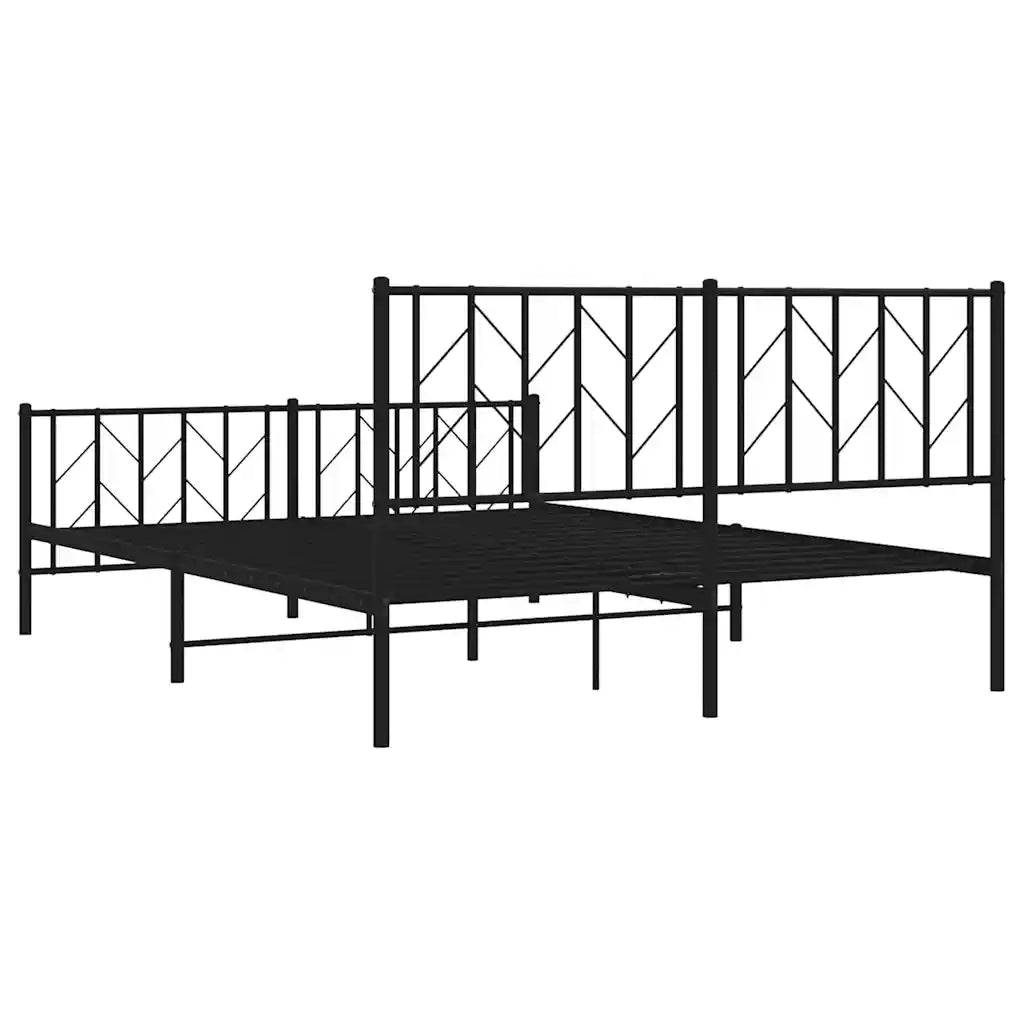 Giroletto con Testiera e Pediera Metallo Nero 150x200 cm 374457