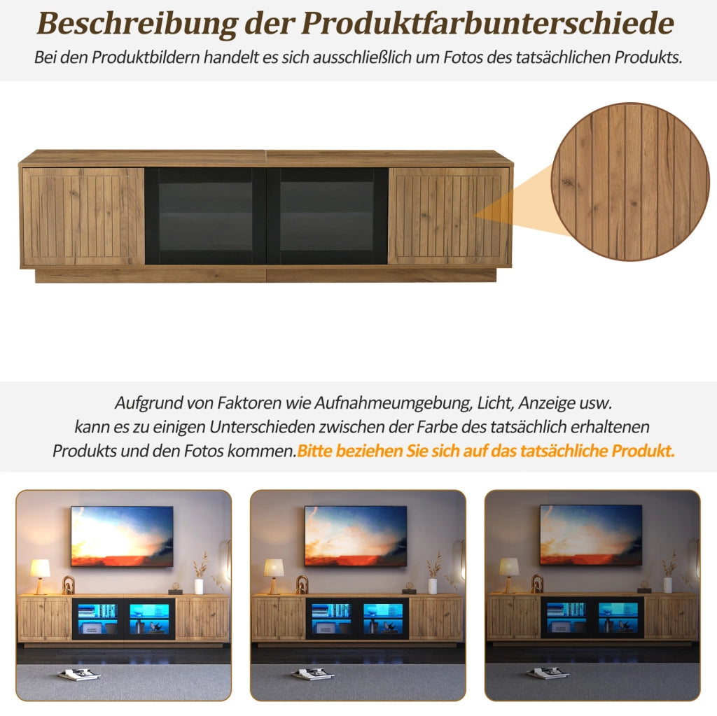 Mobile TV 180 cm con LED app e ante in vetro