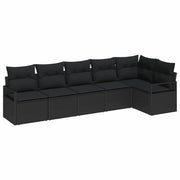Set Divano da Giardino con cuscino 6 pcs Nero polyrattan 3355072